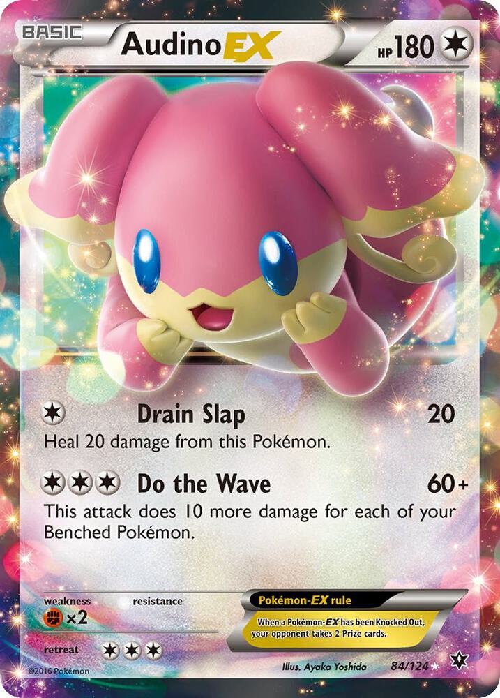 Front of Audino EX 84/124 Ultra Rare Pokémon card from XY - Fates Collide
