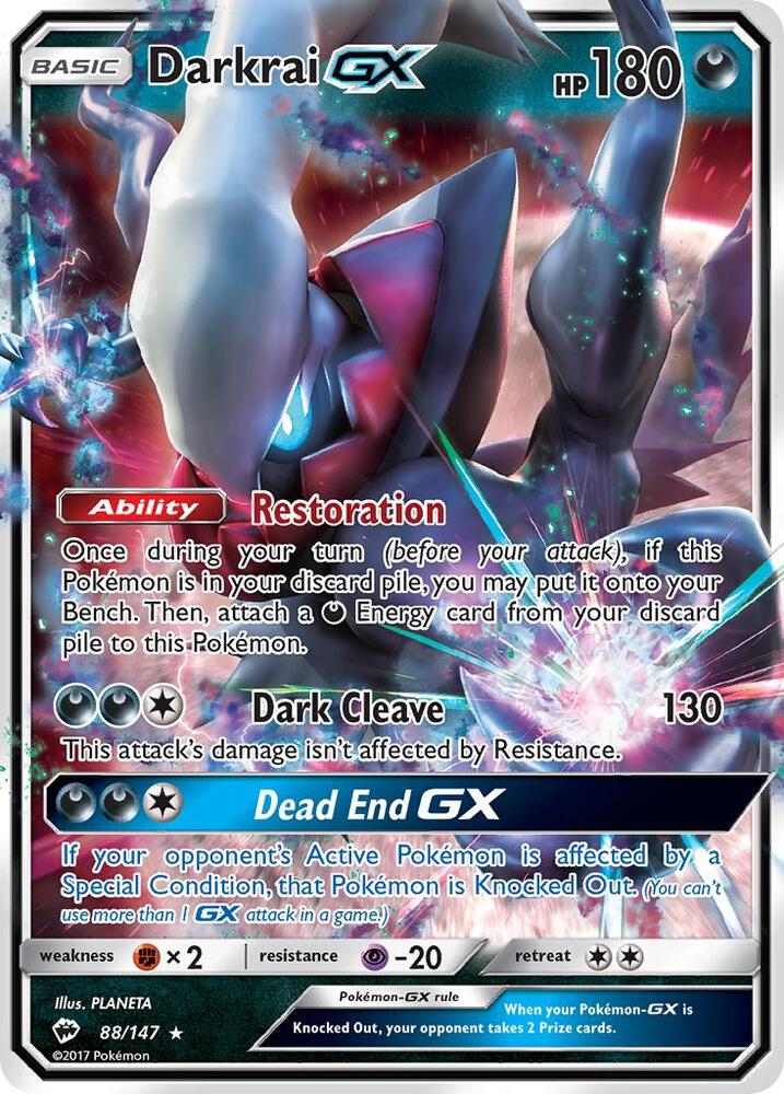 Darkrai GX Holo Ultra Rare SM - Burning Shadows 88/147 NM