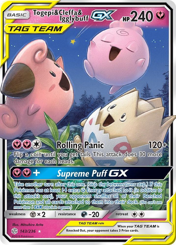 Togepi & Cleffa & Igglybuff GX Holo Ultra Rare SM - Cosmic Eclipse 143/236 NM
