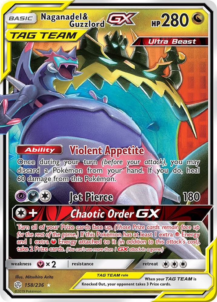 Naganadel & Guzzlord GX Holo Ultra Rare SM - Cosmic Eclipse 158/236 NM