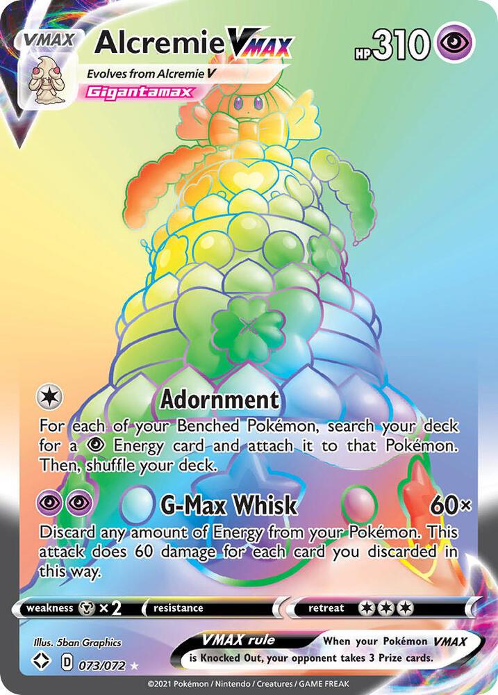 Alcremie VMAX (Secret) Holo Secret Rare Shining Fates 073/072 NM