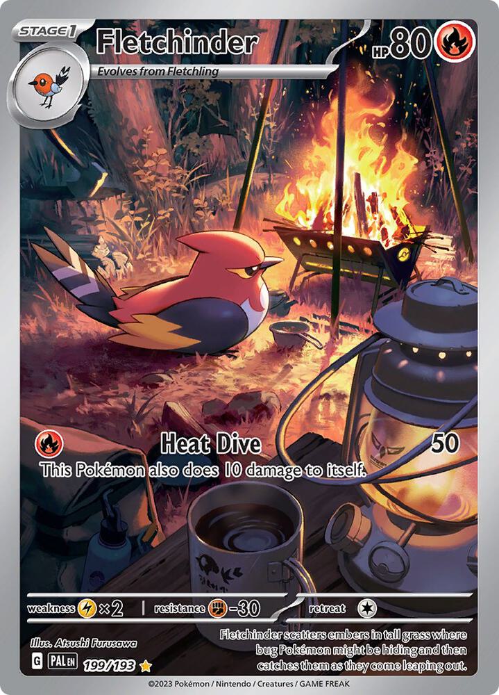 Fletchinder Holo Illustration Rare SV02: Paldea Evolved 199/193 NM