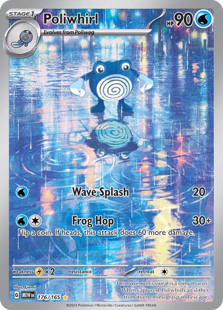 Front of Poliwhirl 176/165 Illustration Rare Pokémon card from SV: Scarlet & Violet 151