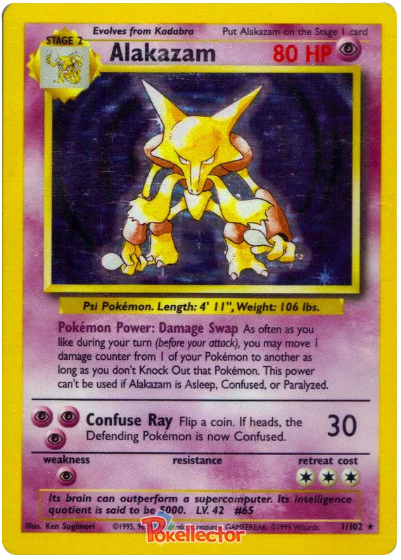 Alakazam Holo 1/102 Base Set (Lightly Played)