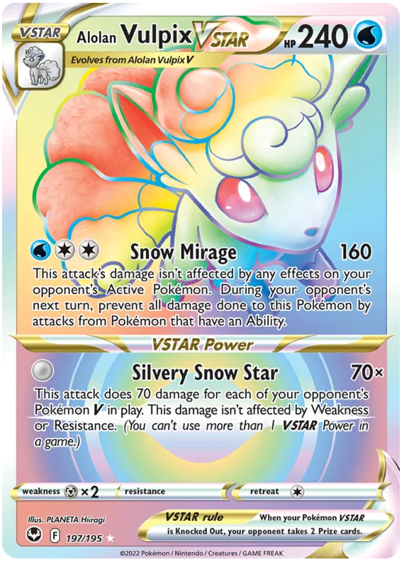 Alolan Vulpix VSTAR SR 197/195 Silver Tempest