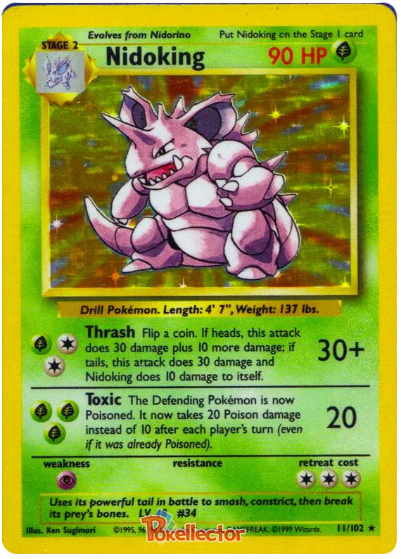 Nidoking Holo 11/102 Base Set Unlimited NM