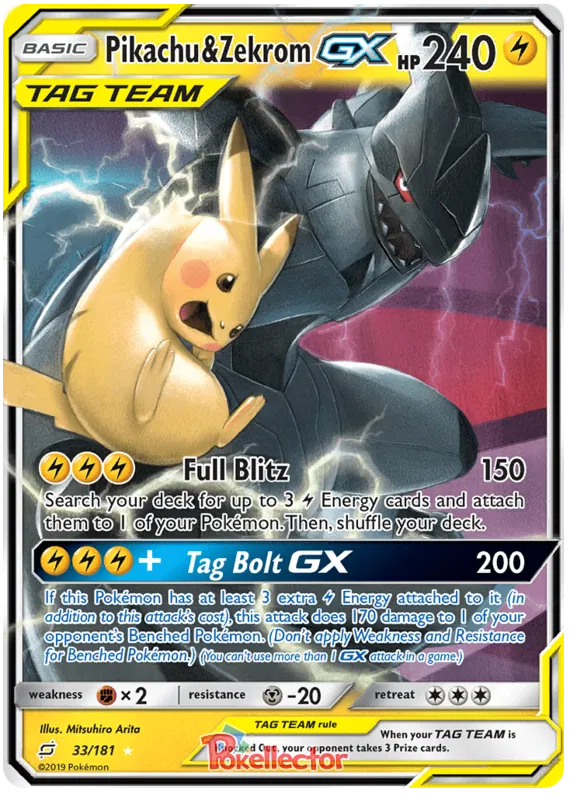 Pikachu and Zekrom GX 33/181 Team Up