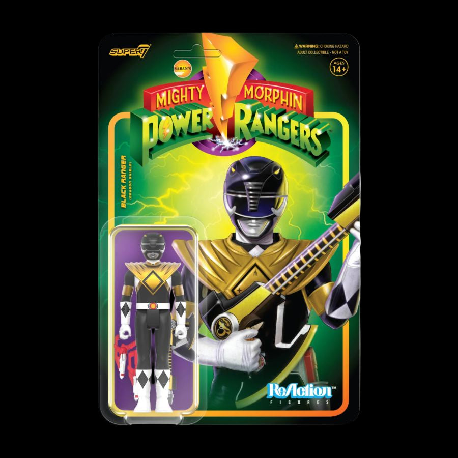 Power Rangers - Black Ranger with Dragon Shield ReAction 3.75" Action Figure