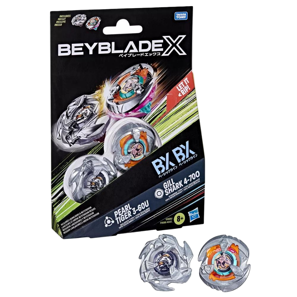 Beyblade X Gill Shark 4-70O BX & Pearl Tiger 3-60U BX