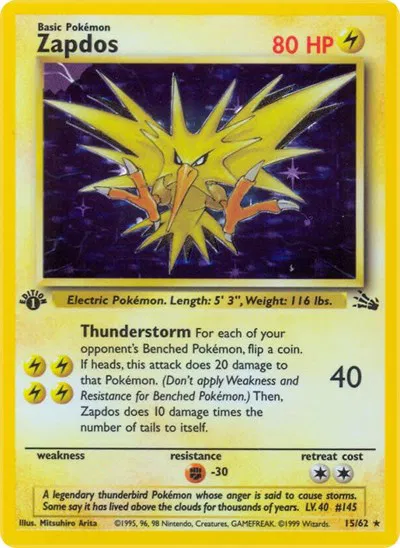 PSA 8 Zapdos (015/062) Holo Fossil