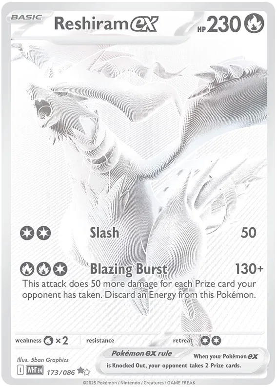 Reshiram EX (173/86) Black White Rare WHT White Flare