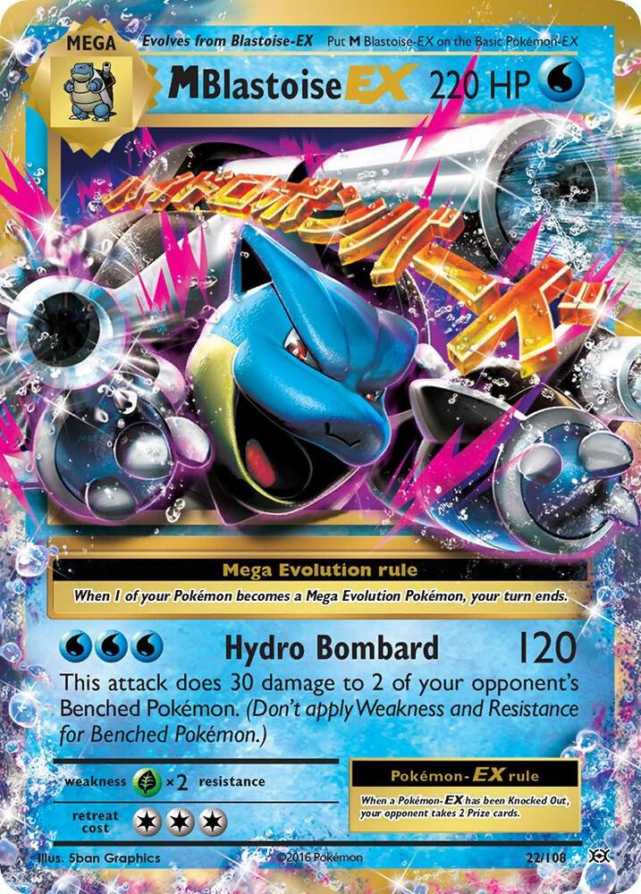 M Blastoise EX Holo Ultra Rare XY - Evolutions 22/108 NM