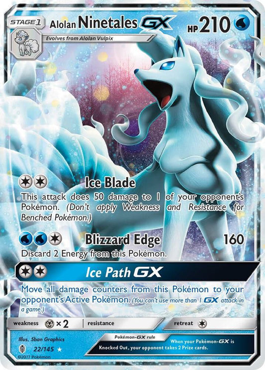 Alolan Ninetales GX Holo Ultra Rare SM - Guardians Rising 22/145 NM