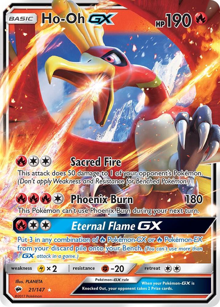 Ho-Oh GX Holo Ultra Rare SM - Burning Shadows 21/147 NM