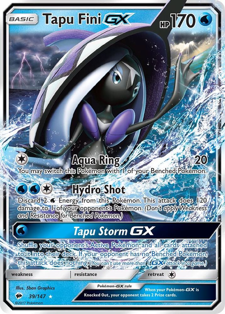 Tapu Fini GX Holo Ultra Rare SM - Burning Shadows 39/147 NM