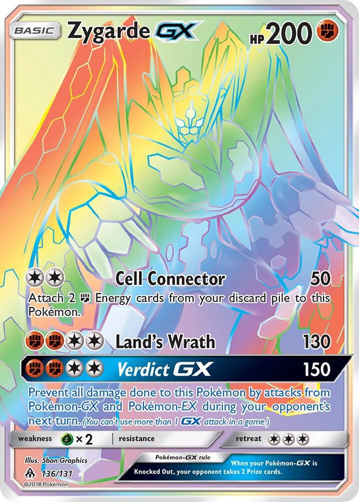 Zygarde GX (Secret) Holo Secret Rare SM - Forbidden Light 136/131 NM