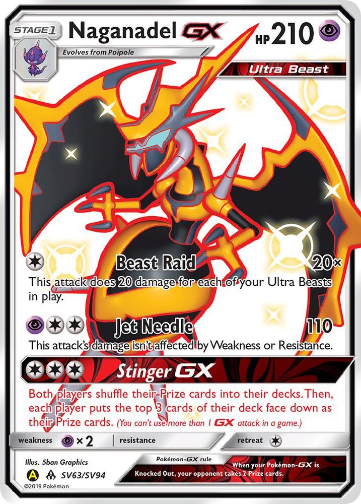 Naganadel GX Shiny Holo Rare Hidden Fates: Shiny Vault SV63/SV94 NM