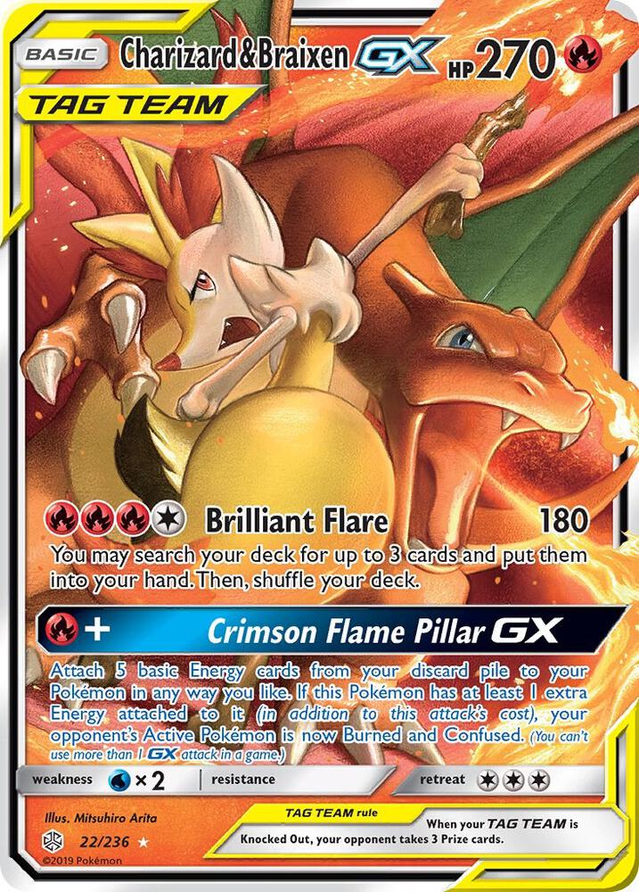 Charizard & Braixen GX Holo Ultra Rare SM - Cosmic Eclipse 22/236 NM
