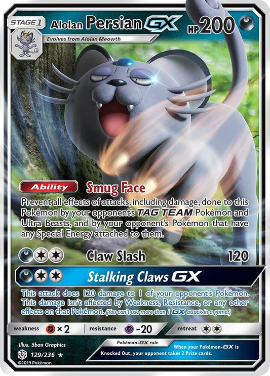 Alolan Persian GX Holo Ultra Rare SM - Cosmic Eclipse 129/236 NM