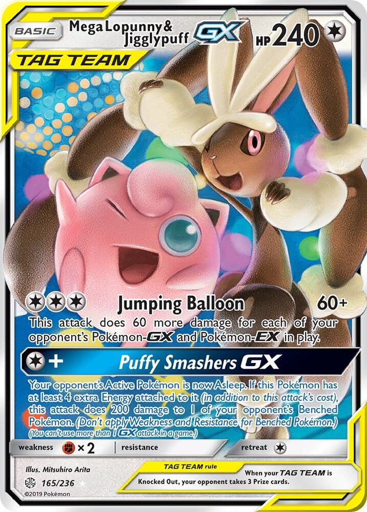 Mega Lopunny & Jigglypuff GX Holo Ultra Rare SM - Cosmic Eclipse 165/236 NM