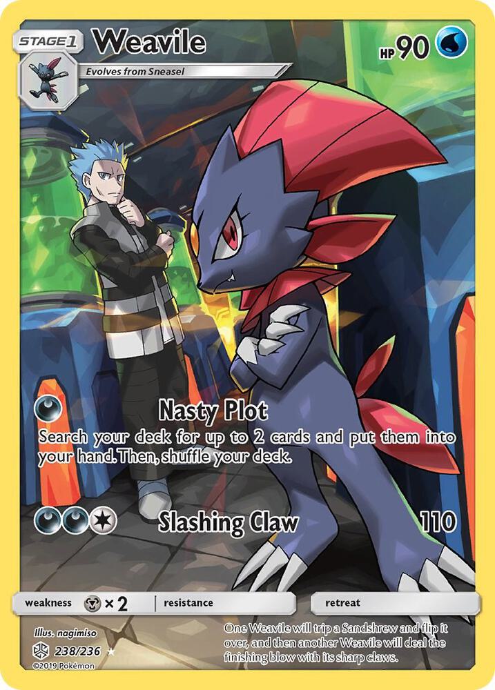 Weavile (Secret) Holo Secret Rare SM - Cosmic Eclipse 238/236 NM