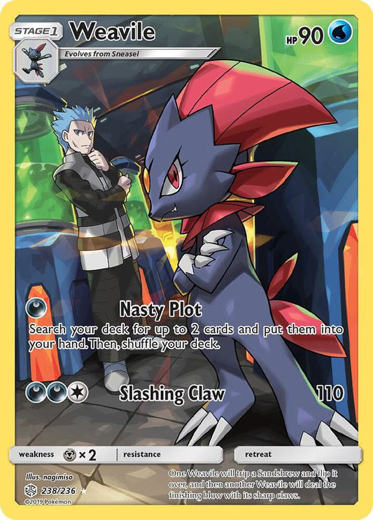 Weavile (Secret) Holo Secret Rare SM - Cosmic Eclipse 238/236 NM
