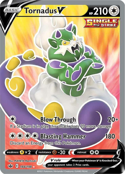 Tornadus V (Full Art) Holofoil Ultra Rare SWSH06: Chilling Reign 184/198 NM