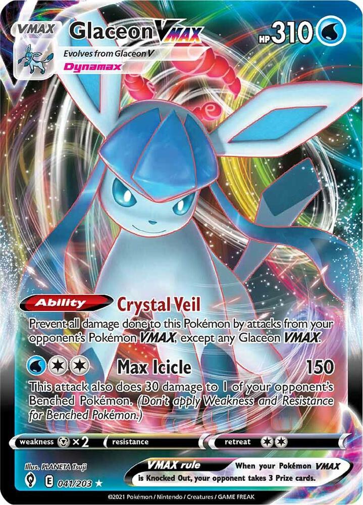 Glaceon VMAX Holo Ultra Rare SWSH07: Evolving Skies 041/203 NM