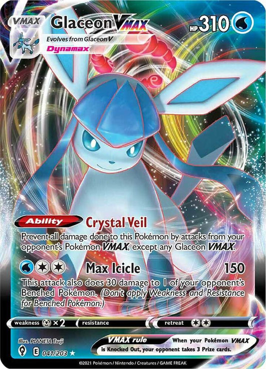 Glaceon VMAX Holo Ultra Rare SWSH07: Evolving Skies 041/203 NM
