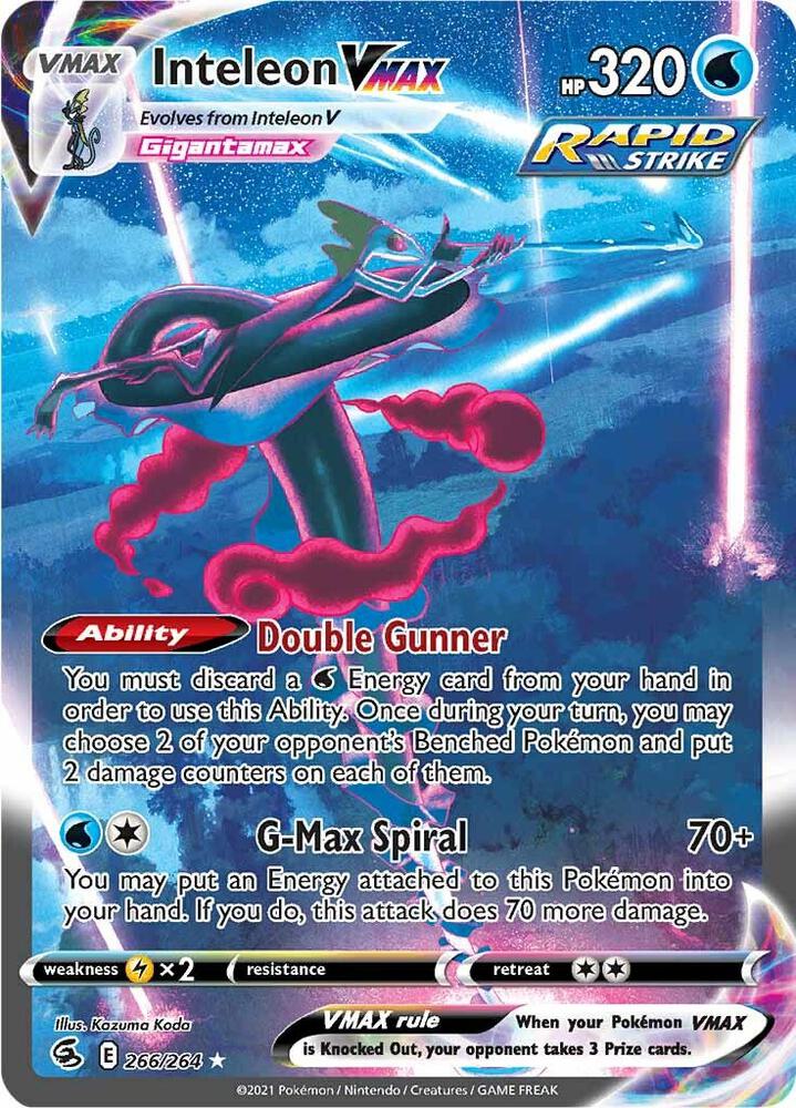 Inteleon VMAX (Alternate Art Secret) Holo Secret Rare SWSH08: Fusion Strike 266/264 NM