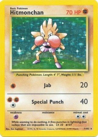 Hitmonchan Holo Holo Rare Base Set 007/102 NM