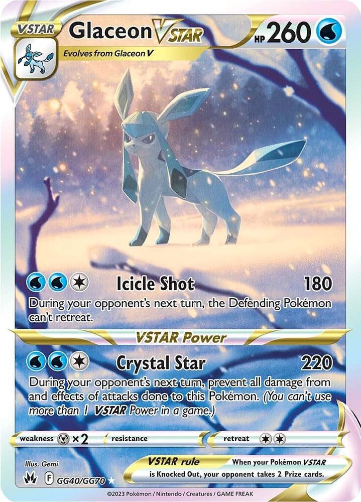 Glaceon VSTAR Holo Ultra Rare Crown Zenith: Galarian Gallery GG40/GG70 NM