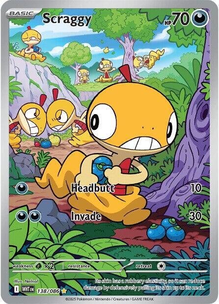 Scraggy Holo Illustration Rare SV: White Flare 138/086 NM