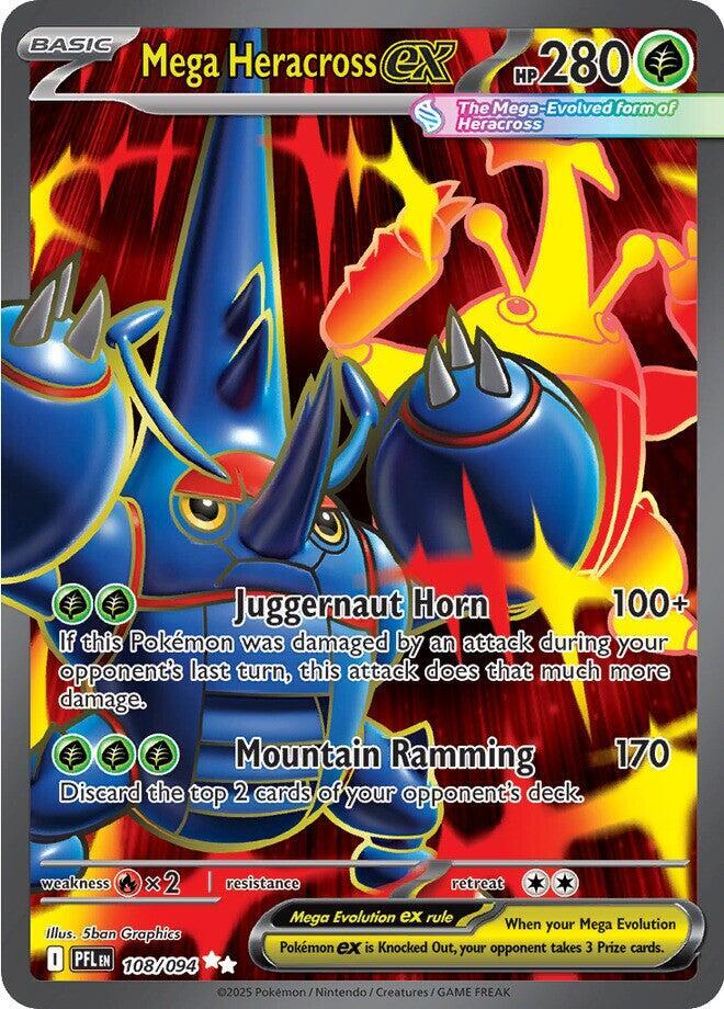 Mega Heracross ex Holo Ultra Rare ME02: Phantasmal Flames 108/094 NM
