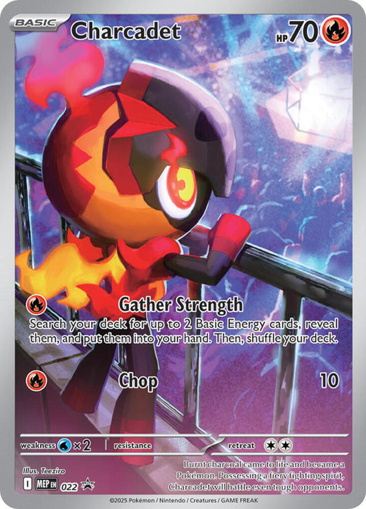 Front of Charcadet 022 Pokémon card from ME: Mega Evolution Promo