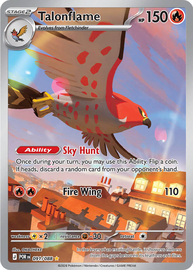 Talonflame Holo Illustration Rare ME03: Perfect Order 091/088 NM