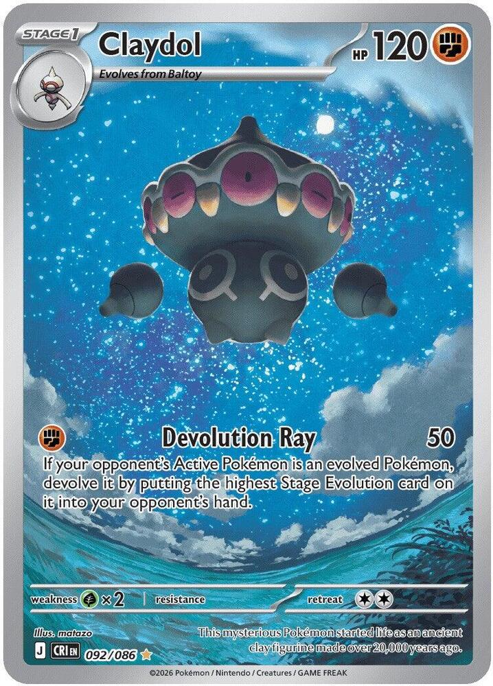 Claydol Holo Illustration Rare ME04: Chaos Rising 092/086 NM