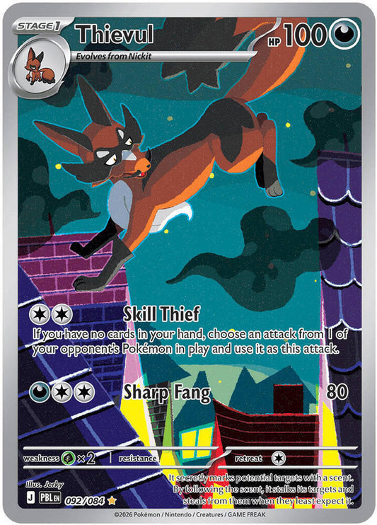 Thievul Holo Illustration Rare ME05: Pitch Black 092/084 NM