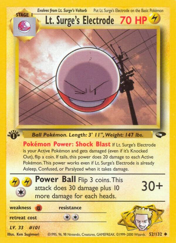 Lt. Surge's Electrode 1st Edition Uncommon Gym Challenge 052/132 NM