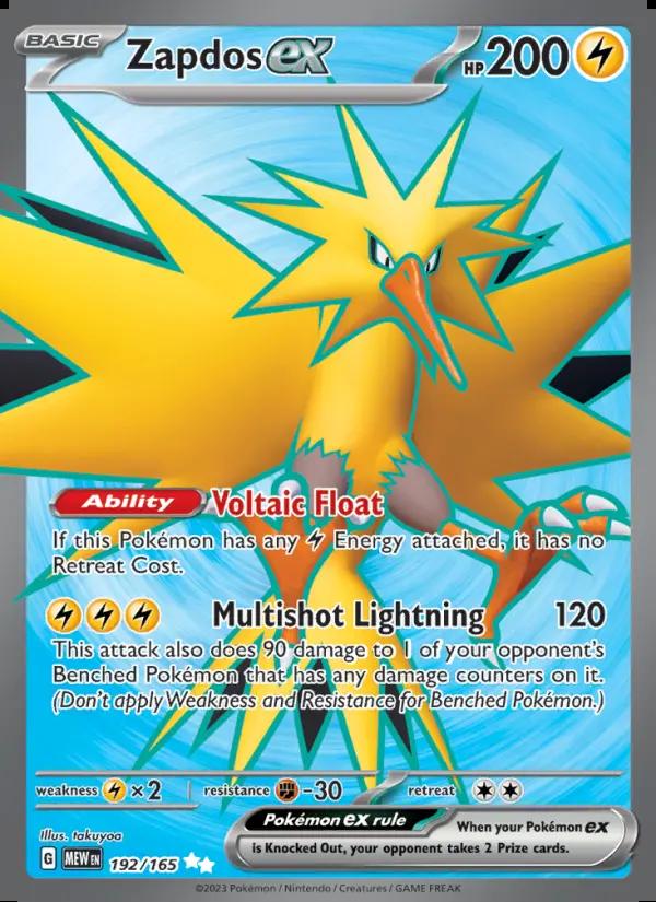Image of Zapdos ex 151 (MEW) #192