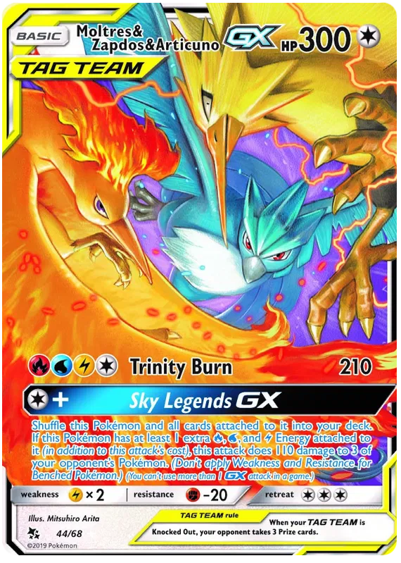 Moltres & Zapdos & Articuno GX 44/68 Hidden Fates