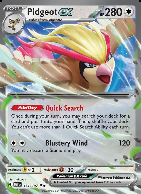 Image of Pidgeot ex Obsidian Flames (OBF) #164