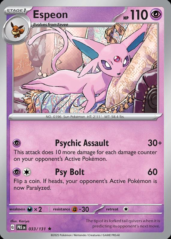 Image of Espeon Prismatic Evolutions (PRE) #033